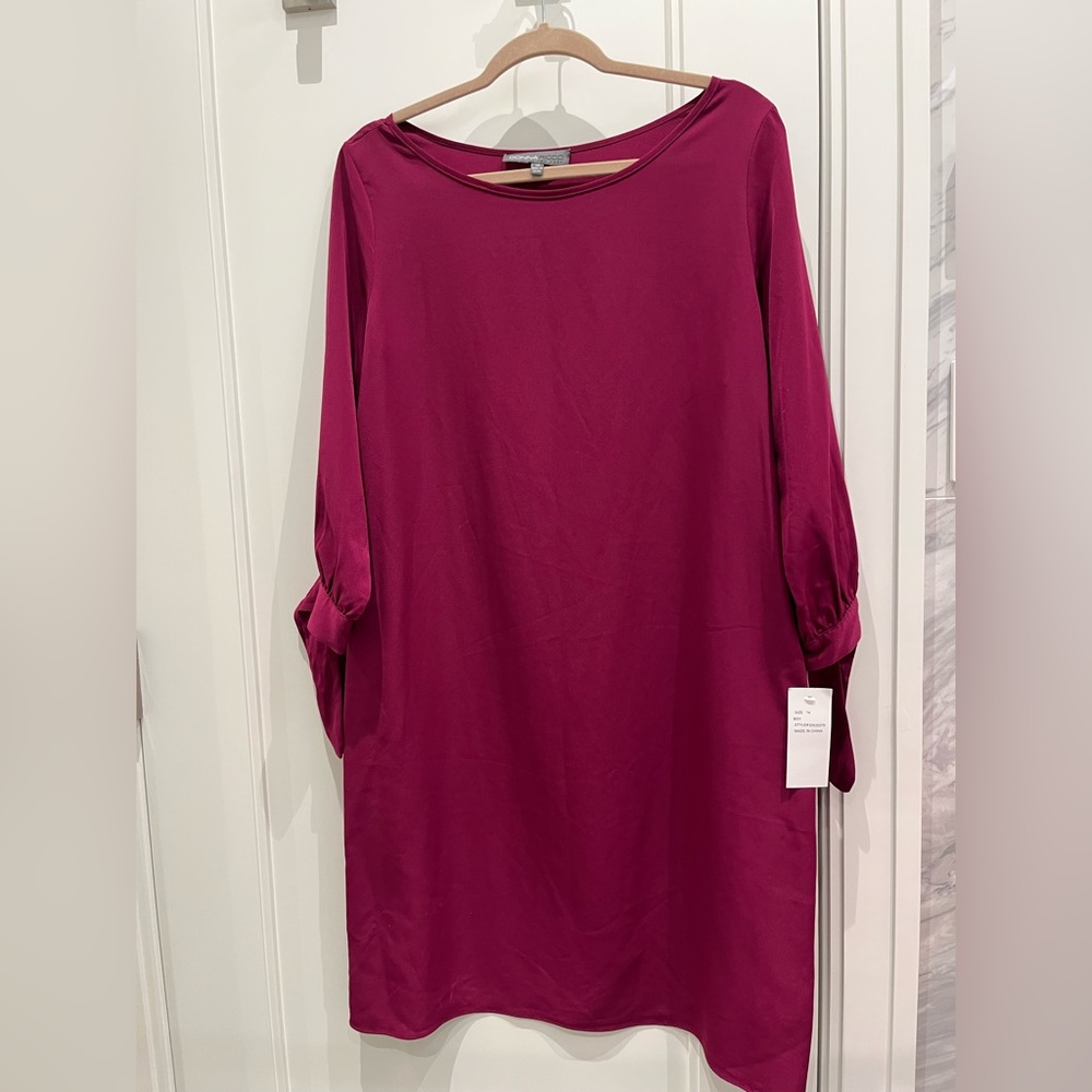 Donna Ricco Pink Shift dress with Tie Wrist Sleeves
